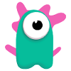 Cute Turquoise Cyclops | Funny Pink Monster