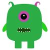 Monstre Cyclope Vert | Extraterrestre carré mignon