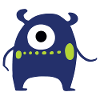 Navyblå Cyclops Monster | Sød Chibi Alien