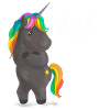 Verärgerter Regenbogen-Pony mit Witz