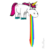 Simpatico unicorno vomita nell'arcobaleno del raggio