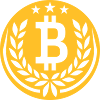 Emblème Bitcoin laurier couronne étoiles