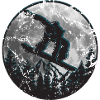 Snowboarder Moon Mountains