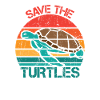 Save Turtles Retro Ocean Sun