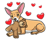 Chiweenie Dog with Stuffed Toy