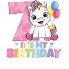 Rainbow Unicorn 7th Birthday Girl 7 år