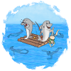 Sharks on raft