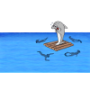 Shark on raft