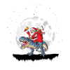 Santa Claus rides dinosaurs