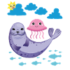 Small seal Sun Fish Jellyfish