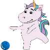 Einhorn spielt Bowling