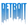 Detroit Skyline Lettering Blue Design