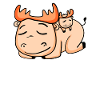 Elk with baby moose - Family