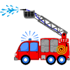 Brandweerwagen met ladder en waterkinderen