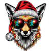 Weihnachts Fuchs mit BunterSonnenbrille