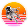 Retro Sun Astronaut Space