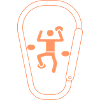 Kletterer in Karabiner