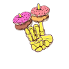 Skeletal hand with Donat