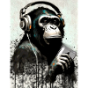 Chimpanzé avec écouteurs Smarphone