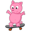 Cochon avec skateboard