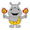 NILPFERD - FEUER - STEINZEIT - TIER - TIERISCH