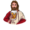 Jesus with beer mug