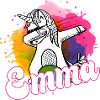 EMMA - Beau nom avec licorne dabbing
