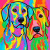 Dogs, digital painting, pop art