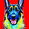 German Shepherd Dog, digital painting,