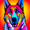 German Shepherd Dog, digital painting,