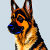 German Shepherd Dog, digital painting,