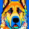 German Shepherd Dog, digital painting,