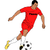 Red footballer in team design