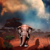 Wonderful elephant on the moonlit night.
