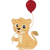 Mignon bébé lion avec ballon