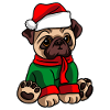 Mops mit Weihnachtsmütze Weihnachtskostüm