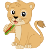 Cute baby lion with sandwich