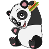 Cute Baby Panda with Sandwich