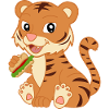 Cute baby tiger with sandwich