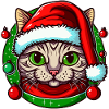 Entzückende Katze mit Weihnachtsmannmütze