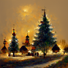Weihnachtsbäume im Dorf