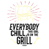 Woman stands at the grill