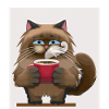 Chat mignon buvant du café