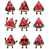 Pastèque Melon Emoticon Fruit Kawaii