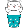 Cute cat in flower pot