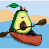 Avocado paddling in kayak