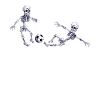 Grappling skeletons play football tricking