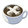 Cappuccino con colomba della pace