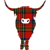 Red tartan Highland cow silhouette