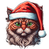 Beautiful Christmas kitten digital illustration